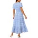 thumbnail image 3 of INSPIRE CHIC Vestidos de Verano para Mujeres Casual Cuello en V Con Corte Lateral Manga Corta Vestido de Sol Floral Maxi XL Azul, 3 of 6