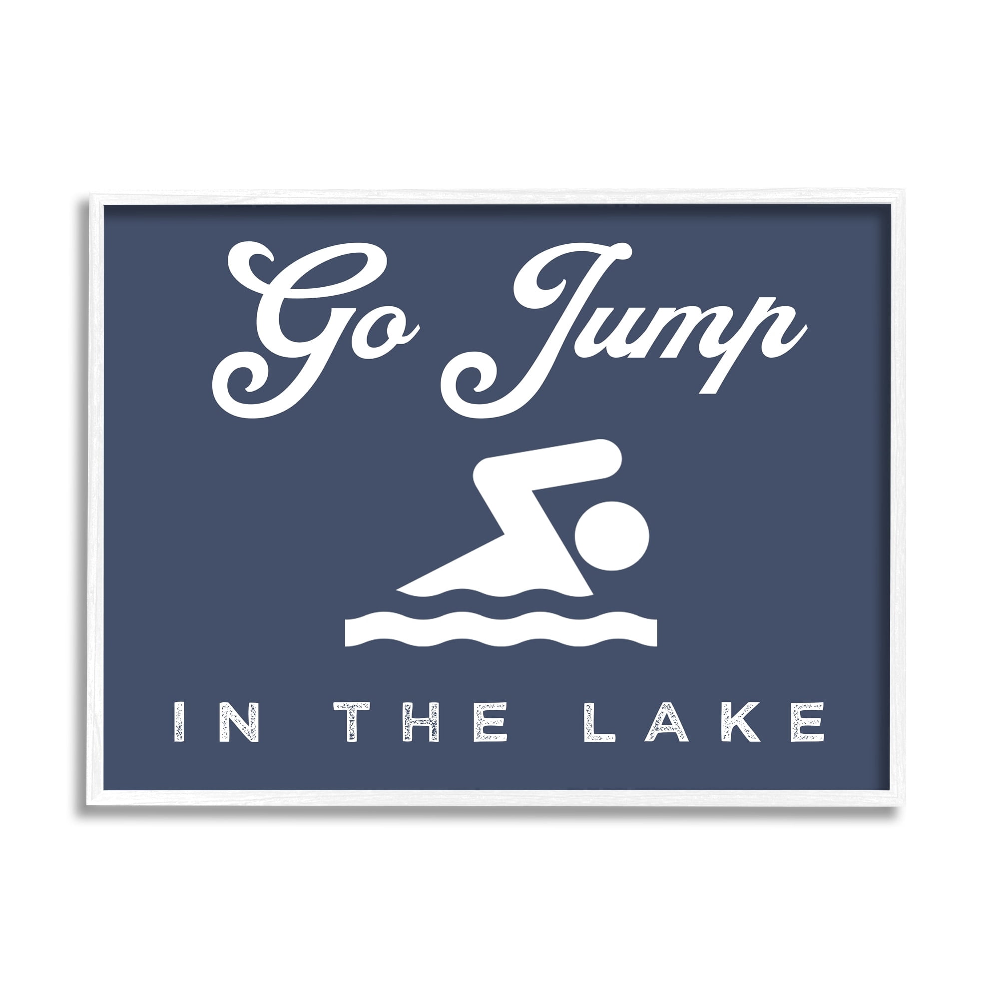Stupell Industries Go Jump in Lake Nautical Swimmer Iconography Sign,20 x 16, Design by Daphne Polselli
