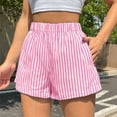 thumbnail image 2 of Stylish Women's Vertical Stripe High Waist Wide Leg Beach Shorts for Summer - Comfortable, Lightweight, Versatile for Beach, 2 of 4