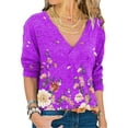 thumbnail image 2 of Gvmfive Womens Long Sleeve V Neck Floral Blouse Shirt Casual Tunic Tops, 2 of 4