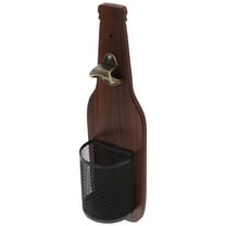MERRYHAPY Wooden Bottle Opener with Hanging Cap Catcher, Multi-Use Bar Tool for Home and Kitchen