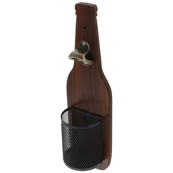 MERRYHAPY Wooden Bottle Opener with Hanging Cap Catcher, Multi-Use Bar Tool for Home and Kitchen