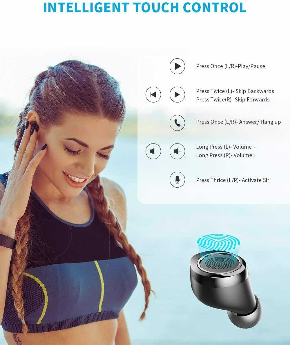 TWS Earphones Wireless for Galaxy S20/S21/S22/Plus/Ultra/FE - Earbuds Headphones True Stereo Headset Hands-free Mic Charging Case