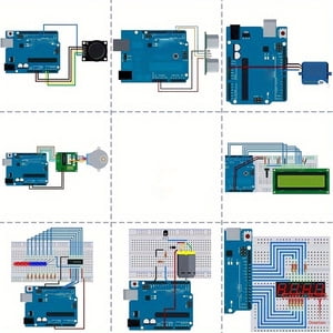 Starter Kit Compatible with Ard Projects, Microcontroller with LCD1602 Module, Breadboard, Servo, Sensors, Jumper Wires & LEDs, Detailed Tutorial (MA13