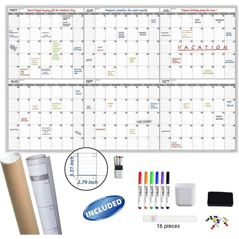 Large Dry Erase Wall Calendar - 60“ x 38 Undated Blank 6 Month Planner - Giant  Whiteboard 6 Month Poster - Premium Laminated Undated Calendar for  Classroom, Office, Project & Family Schedule 