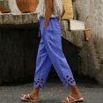 thumbnail image 2 of Flowy Pants for Women Casual High Waisted Wide Leg Loose Pant Plus Size Drawstring Split Hem Business Trousers with Pockets, 2 of 6