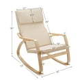 thumbnail image 3 of Costway Set of 2 Bentwood Rocking Chair Relax Rocker Lounge Chair w/Fabric Cushion Beige, 3 of 10