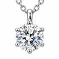 thumbnail image 3 of Women's Round-Cut Solitaire Pendant Necklace, White Copper Silver-Tone Chain, Fashion Commuter Necklace for Women, 3 of 8