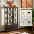 thumbnail image 3 of Eyisean 47" H Lighted Display Cabinet, Curio Display Showcase with Tempered Glass Doors, 3-Tier Adjustable Shelves and Acrylic Mirror Back, for Living Room/Apartment, 3 of 11
