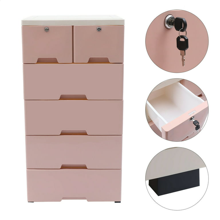 TFCFL 6 Drawers Storage Cabinet Plastic Drawers Dresser Closet