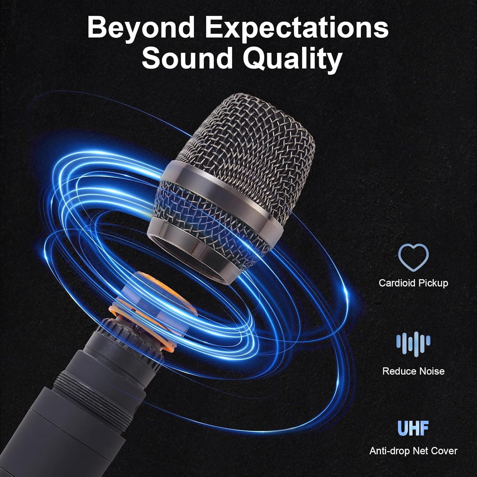 FULODE  Audio Mixer with Dual Wireless Mic, 4 Channel Mixer Board Sound Board DJ Mixer Console System MP3 Bluetooth 48V Phantom Power USB Interface for Home Karaoke Party