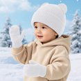 thumbnail image 6 of 0-6 Months Kids Winter Beanie Hat and Mitten Set, Cute Earflap Knit Cap for Boys Girls, 6 of 8