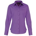 thumbnail image 1 of Premier - Camisa lisa de popelín de manga larga para mujer (Violeta Fuerte), 1 of 2