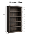 thumbnail image 5 of 67.4" Tall 5 Tier Bookcase, Modern Farmhouse Bookshelf with Storage, Open Display Cabinet for Library, Bedroom, Living Room, 5 of 7