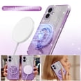 thumbnail image 4 of Fyxkocm for iphone 16 Plus Case with Butterfly Stand Compatible with Magsafe, Women Girls Bling Luxury Glitter Clear Phone Case Shockproof Protective Cover for iphone 16 Plus, Purple, 4 of 7