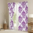 thumbnail image 3 of Erosebridal Gothic Floral Curtains and Drapes(52x63),Purple White Jacquard Blackout Curtains for Bedroom,Boho Bohemain Flower Curtains Pack of 2(52x63),Lightweight Room Decor, 3 of 6