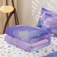thumbnail image 6 of Manfei Gradient Galaxy Zipper Twin Comforter Sets with Fitted Sheet and 2 Pillowcases,Cute Stars Zipper Bedding Set,Purple Blue,Colorful Stars Reversible,4pcs, 6 of 8