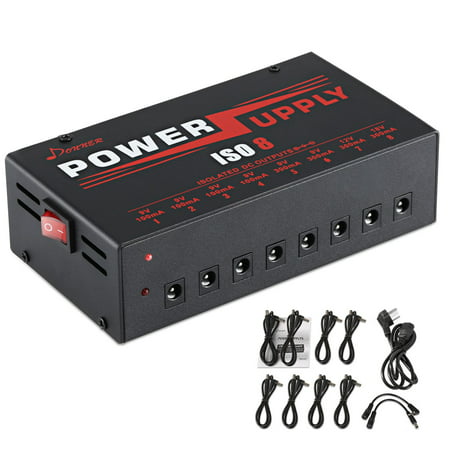 Donner DP-3 Guitar Effect Pedal Power Supply 8 Isolated Output for 9V 12V 18V (Best Guitar Power Supply)