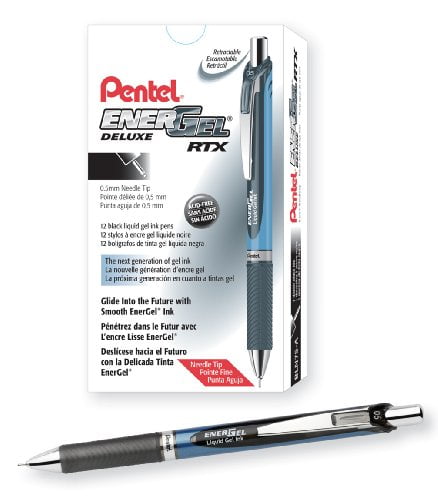 Pentel EnerGel BL107 Black 0.7 mm Retractable Rollerball Gel Ink Pen Box of 12 