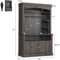thumbnail image 5 of Studyset Coffee Bar Cabinet with LED Lights 72" Tall Buffet Cabinet with Storage Farmhouse Kitchen Sideboard Tall Coffee Hutch with Microwave Stand Wine Rack Glass Shelf Dining Room, 5 of 6