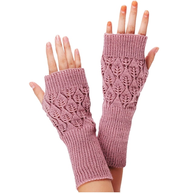 AWZXDE Womens Gloves Winter Solid Color Knitted Soft Fingerless Warm Mitten Keep Arm
