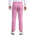thumbnail image 3 of INSPIRE CHIC Men's Plaid Regular Fit Flat Front Classic Elastic Waist Suit Pants 36 Dark Pink, 3 of 7