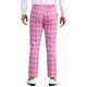thumbnail image 3 of Pantalones de traje de hombre de corte regular con estampado a cuadros, frente plano y cintura elástica clásica 30 Rosa oscuro, 3 of 7