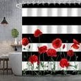 thumbnail image 2 of Floral Shower Curtain Flower Shower Curtain Shower Curtain Stripe Poppy Shower Curtain Black and White Striped Shower Curtains Set with Hooks Red and White Shower Curtains for Bathroom, 72" Wx72 H, 2 of 6