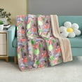 thumbnail image 1 of Marina Decoration Reversible Rich Printed Woven Fluffy Plush Soft Warm Flannel Fleece Children Throw Sherpa Kids Blanket, 40 x 50 Inch Fox Forest With Taupe Base Pattern, 1 of 9