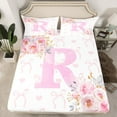 thumbnail image 1 of Erosebridal Ensemble de Draps-Housses Roses pour Filles, Drap-Housse avec Initiale R, Décor de Dessin Animé 2 Pcs, 1 of 6