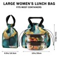 thumbnail image 5 of Teal Gold Marble Drawstring Lunch Bag Women - Drawstring Lunch Bag Insulated for Work Office - Stain-Resistant Large Lunchbags for Women with Multi-Pockets, 5 of 6