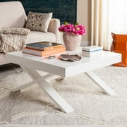 Safavieh Harrison 31.5" Square Mid Century Scandinavian Lacquer Coffee Table, White