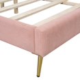 thumbnail image 5 of HSUNNS Queen Size Bed Frame, Platform Bed Frame with Corduroy Upholstered Headboard, Modern Bedroom Furniture, Wooden Slat Support, Metal Legs, No Box Spring Needed, Pink, 5 of 9