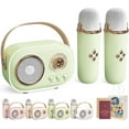 thumbnail image 1 of Vivamic Portable Kids Karaoke Fun Set, Viva Mic Portable Microphone, Mini Karaoke Machine with 2 Wireless Microphones Voice Changer for Home and Outdoor Entertainment (Dual,Green), 1 of 9
