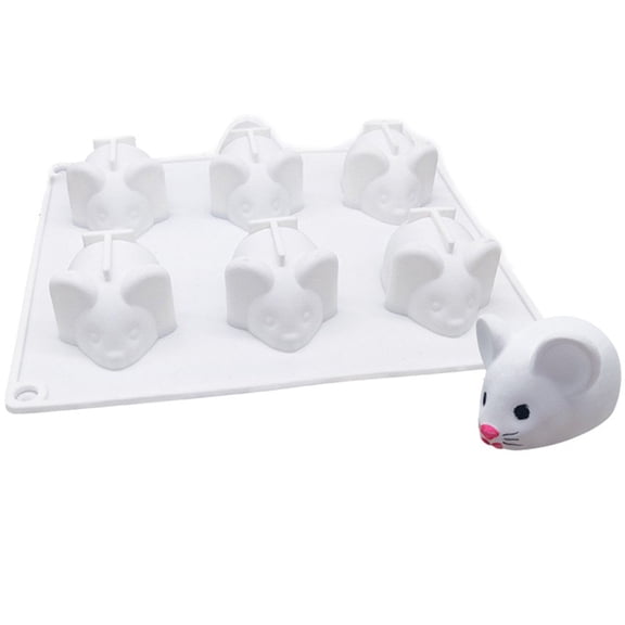 vlrwzc 6-Cavity Mouse Shaped Silicone Mold Non-Stick Chocolate Fondant Mousse Pudding Ice Tray Mold Easy to Demold Baking Mold
