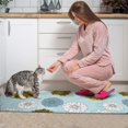 thumbnail image 3 of Geometric Flower and Dahlia Blue Anti Fatigue Kitchen Rugs Set Of 2, Non Slip Washable Decorative Floor Mats for Kitchen Sink Laundry, 17"x30" and 17"x47", 3 of 6