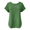 thumbnail image 4 of Mlzmgr Summer Tops for Women Short Sleeve Breathable Crew Neck Loose Comfy Tee Shirts Solid Color, 4 of 4