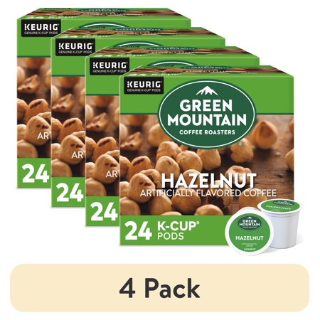 (4 pack) Green Mountain Coffee Hazelnut Flavored K-Cup Pods, Light Roast, 24 Count for Keurig Brewers
