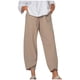 thumbnail image 2 of ICHUANYI Clearance Women Casual High Waist Solid Summer Cotton Loose Long Straight Pants(Khaki, XL) Ichuanyi Ichuanyi, 2 of 9