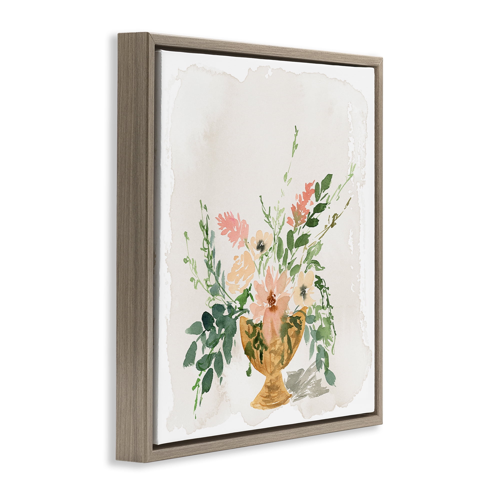 Stupell Industries Sunday's Best Florals Botanical & Floral Painting Brown Floater Framed Art Print Wall Art, 25 x 25