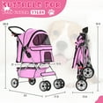 thumbnail image 7 of Dkelincs 4 Wheels Pet Stroller Folding Cat Dog Stroller Travel Carrier with Cup Holder & Storage Basket, Pink, 7 of 7