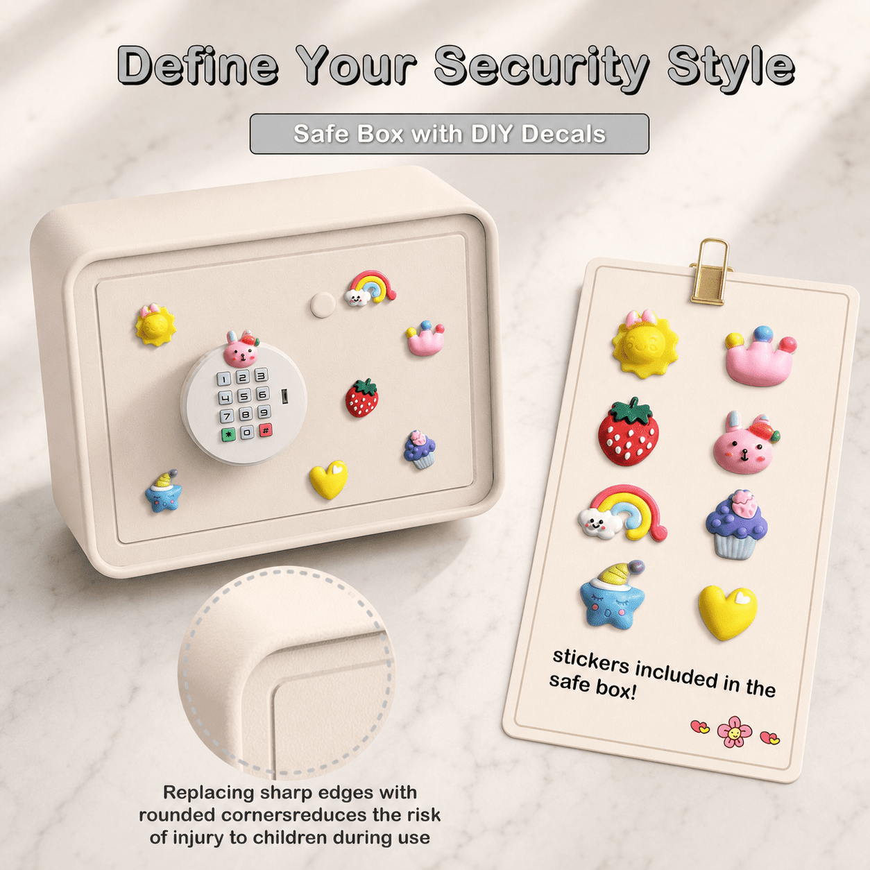 Mini Safe White Steel Security Box with Keypad and Key Lock