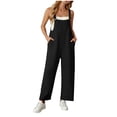 thumbnail image 2 of Jumpsuits for Women Oversized Spaghetti Strap Bohos Wide Leg Overalls Womens Summer Casual Solid Loose Fits Lightweight Comfy Rompers with Pockets, 2 of 7