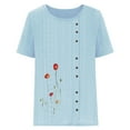 thumbnail image 4 of Birdeem Blouses pour Femmes Mode Imprimée Confortable Ample Manches Courtes Blouse Boutonnée Col Rond Décontracté, 4 of 12