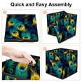 thumbnail image 4 of Peacock Feathers Foldable Toy Box with Handle, 10.8"x10.5"x10.6", Large Capacity Cube Organizer Bins, 4 of 6