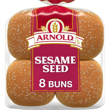 Arnold Sesame Seed Buns, 8 count, White Hamburger Buns, 16 oz Bag