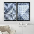 thumbnail image 3 of IDEA4WALL Framed Wall Art Print Set 3D Illusion Effect Blue and White Diamond Collage Abstract Shapes Modern Contemporary for Living Room, Bedroom, Office - 24"x36"x2 Black, 3 of 5