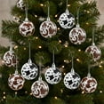 thumbnail image 6 of 2025 Christmas Ornaments, 12PCS Cow Print Christmas Tree Balls Set Gift-Boxed Shatterproof Hanging Decorations for Holiday Tree Décor Indoor Outdoor Home Party, 6 of 8