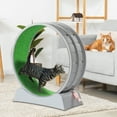 thumbnail image 2 of Zimtown Large Cat Exercise Wheel with Green Mat & Teaser Wand, L 15kg Capacity Quiet Running Wheel, Gray, 2 of 9