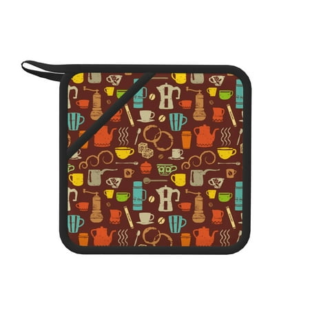

Matuu Retro Coffee for Square Silicone Anti-hot Pad for Kitchen Potholders Hot Dishers Spoon Holder